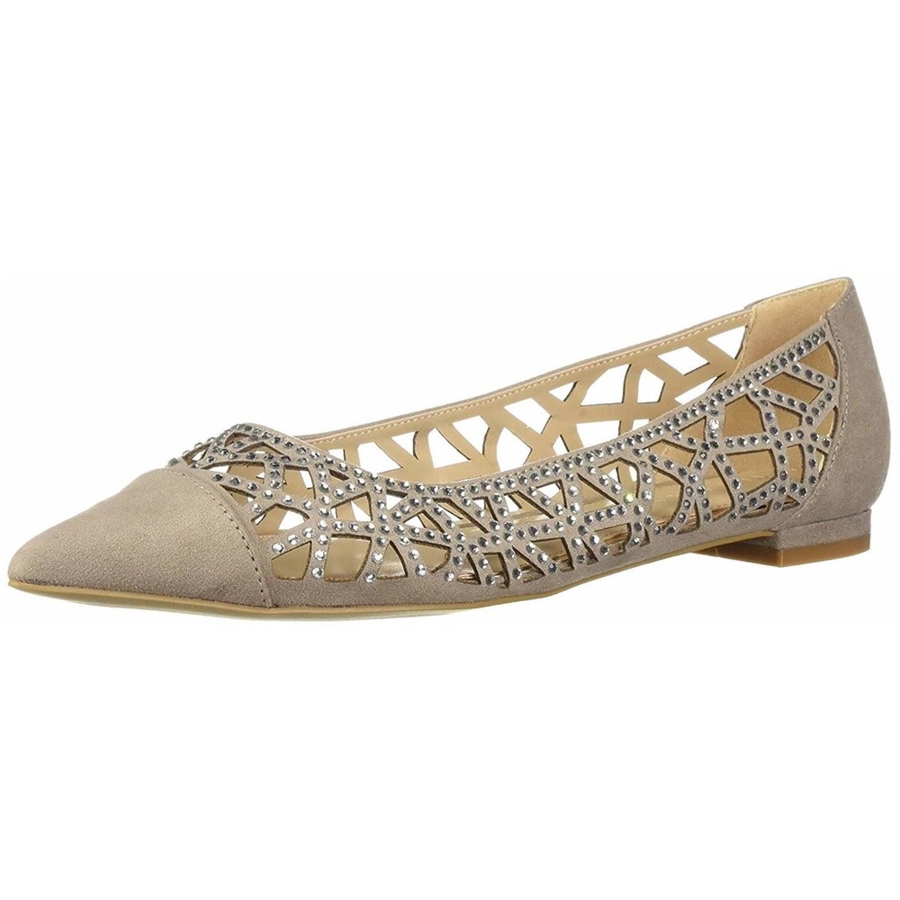 Athena Alexander Andover beige tan Suede Stones Pointed Toe Slip On Flats 10